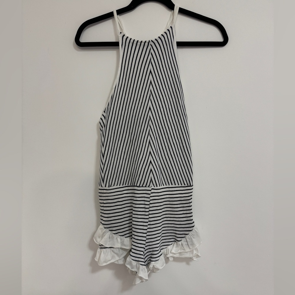 Ocean Drive clothing Co. Navy and white romper